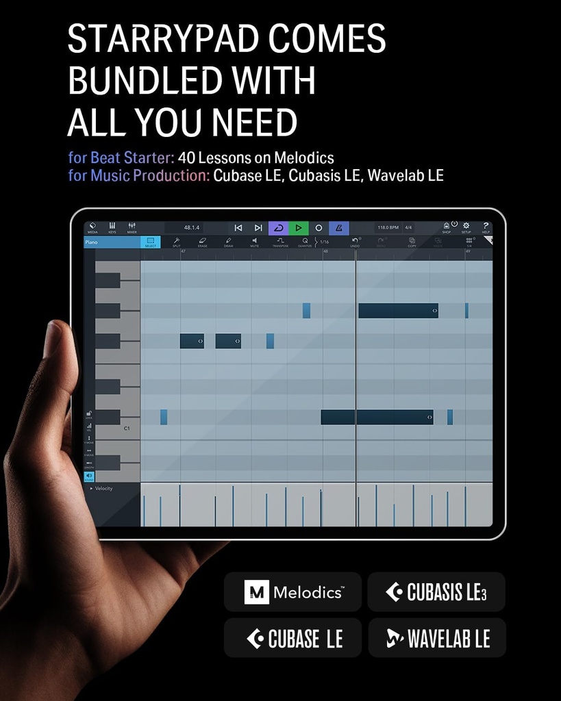 Donner Máquina profesional MIDI Pad Beat Maker, máquina de batería con 16 almohadillas de ritmo, 2 faders y perillas asignables y software de producción de música, controlador MIDI USB con 40 cursos 