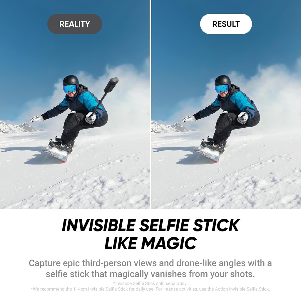 Insta360 X4 Air Kit de inicio - Cámara 360 de 8K y 165g ligera, palo de selfie invisible, lentes reemplazables, dispara primero y enmarca después, protección contra el viento incorporada