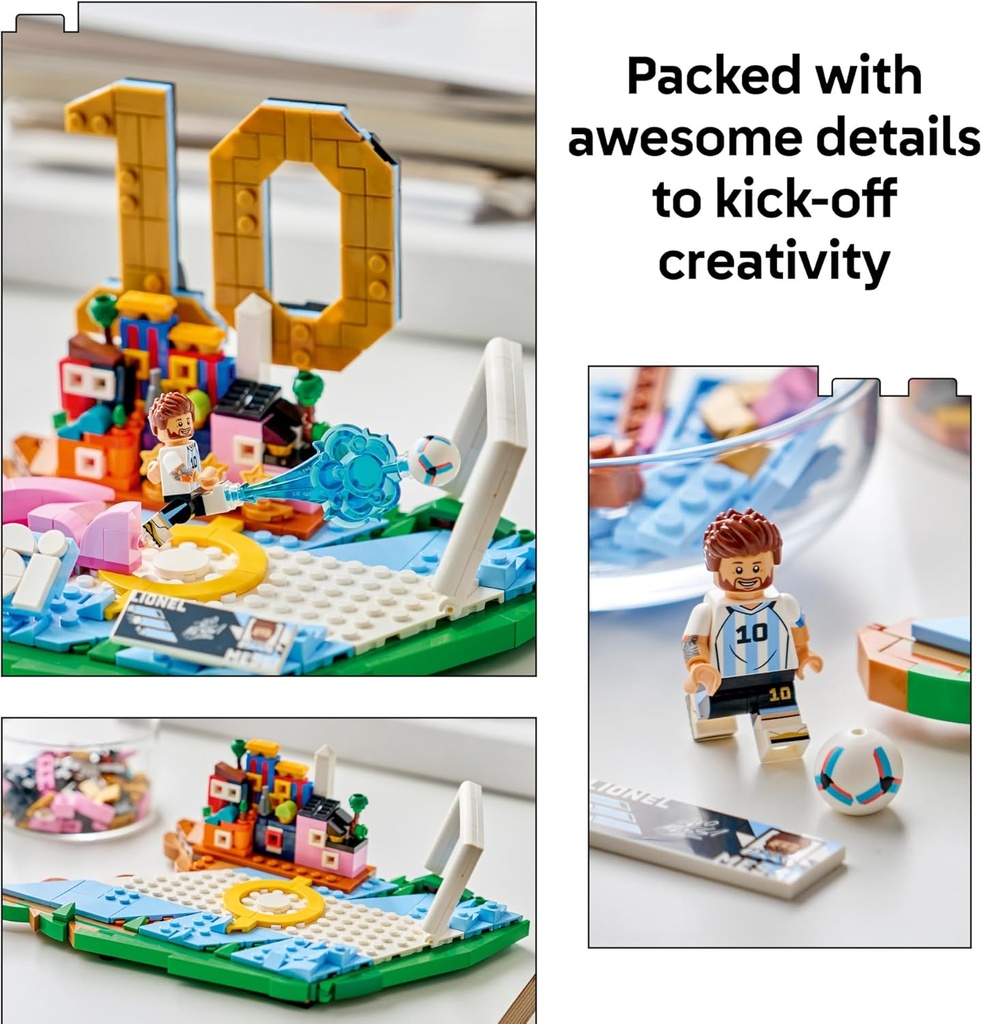 LEGO Editions Lionel Messi - Soccer Highlights - Building Set for Boys & Girls, Ages 10+ - Collectible Soccer Gift with Plaque - Kids Bedroom or Shelf Decor - 43011