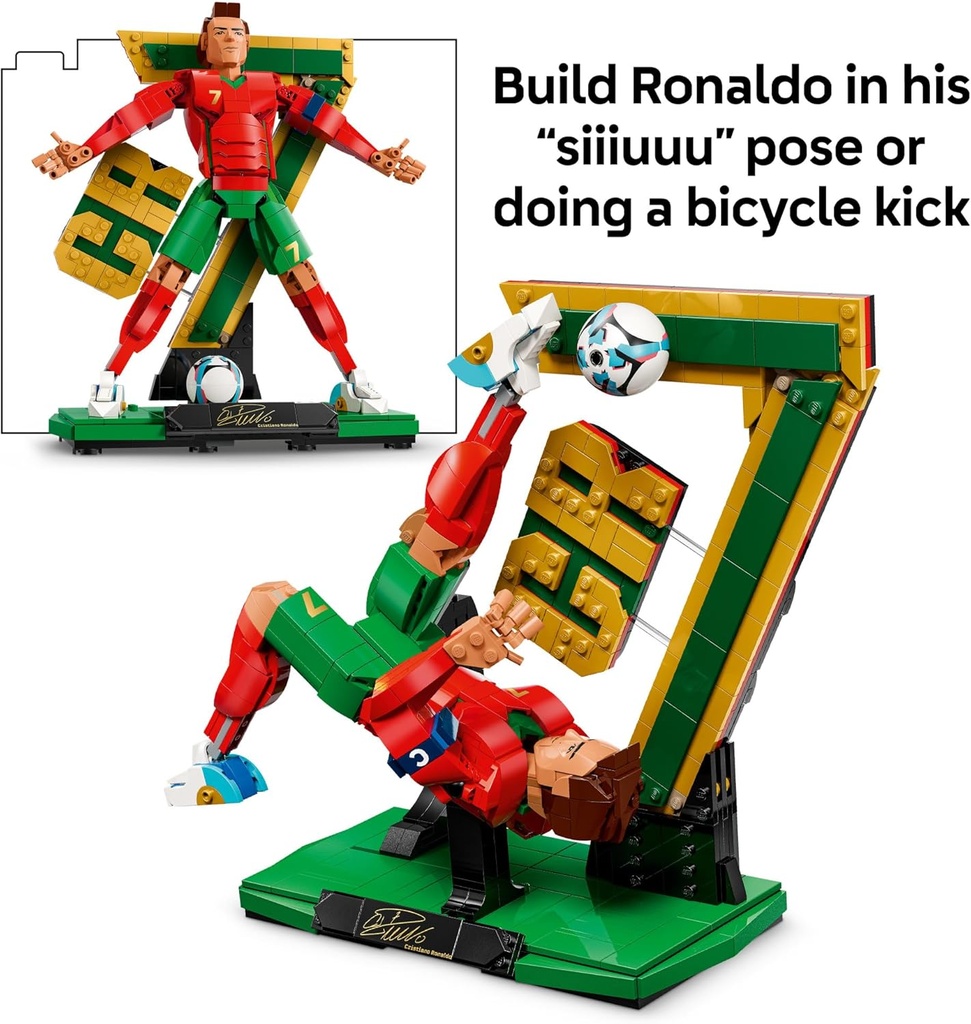 LEGO Editions Cristiano Ronaldo – Leyenda del fútbol – Juego de construcción para niños y niñas, a partir de 12 años – Regalo de fútbol coleccionable con placa – Decoración de dormitorio o estante 