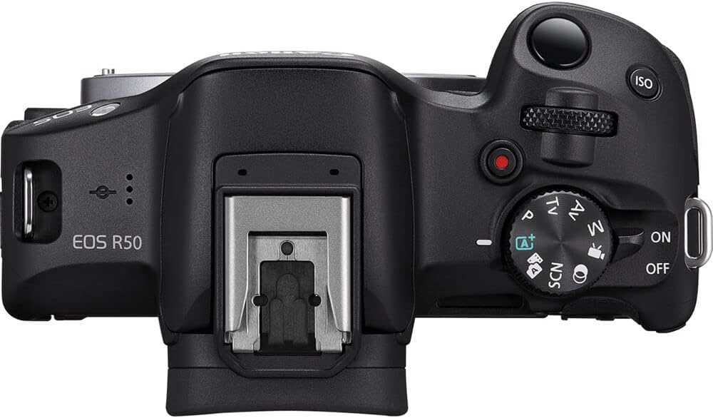 Canon Kit de cámara sin espejo EOS R50 - Cámara APS-C RF con lente de 0.709-1.772 in, video 4K, AF II de doble píxel y pantalla táctil de ángulo variable (5811C012) + bolsa de hombro + tarjeta de memoria de 64 GB