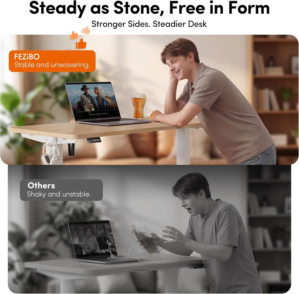 FEZIBO Escritorio, 48 × 24 pulgadas - altura eléctrica ajustable
