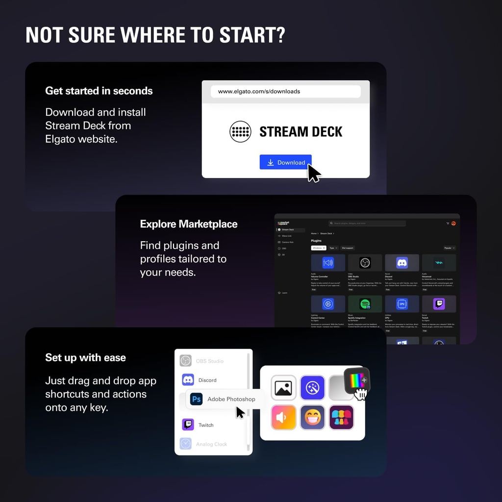  Elgato Stream Deck MK.2 – Controlador de estudio, 15 teclas macro, activa acciones en aplicaciones y software como OBS, Twitch, YouTube y más, funciona con Mac y PC