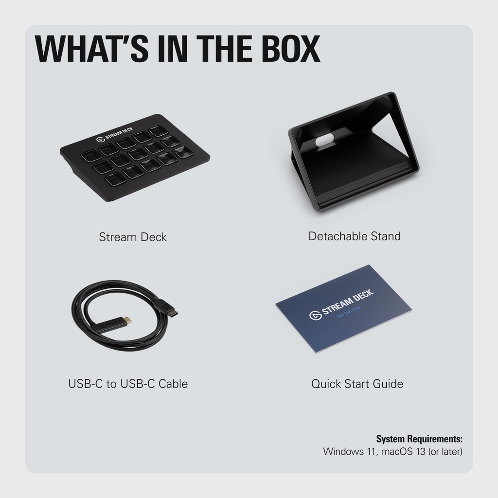  Elgato Stream Deck MK.2 – Controlador de estudio, 15 teclas macro, activa acciones en aplicaciones y software como OBS, Twitch, YouTube y más, funciona con Mac y PC