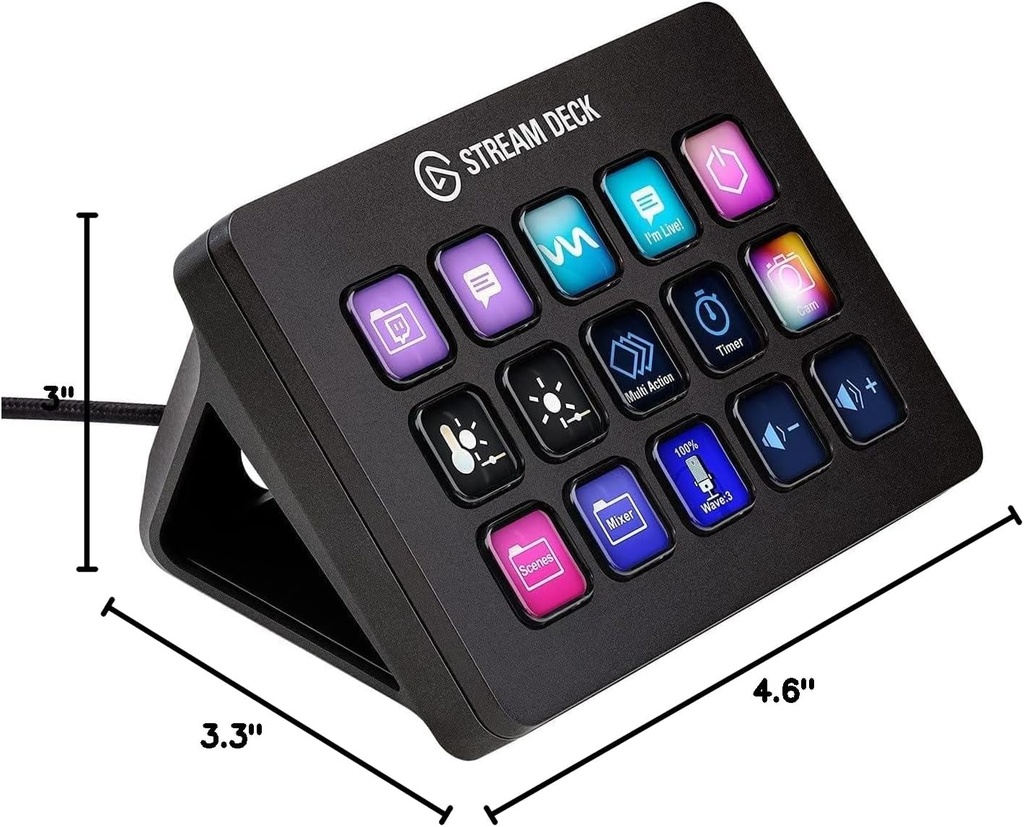  Elgato Stream Deck MK.2 – Controlador de estudio, 15 teclas macro, activa acciones en aplicaciones y software como OBS, Twitch, YouTube y más, funciona con Mac y PC