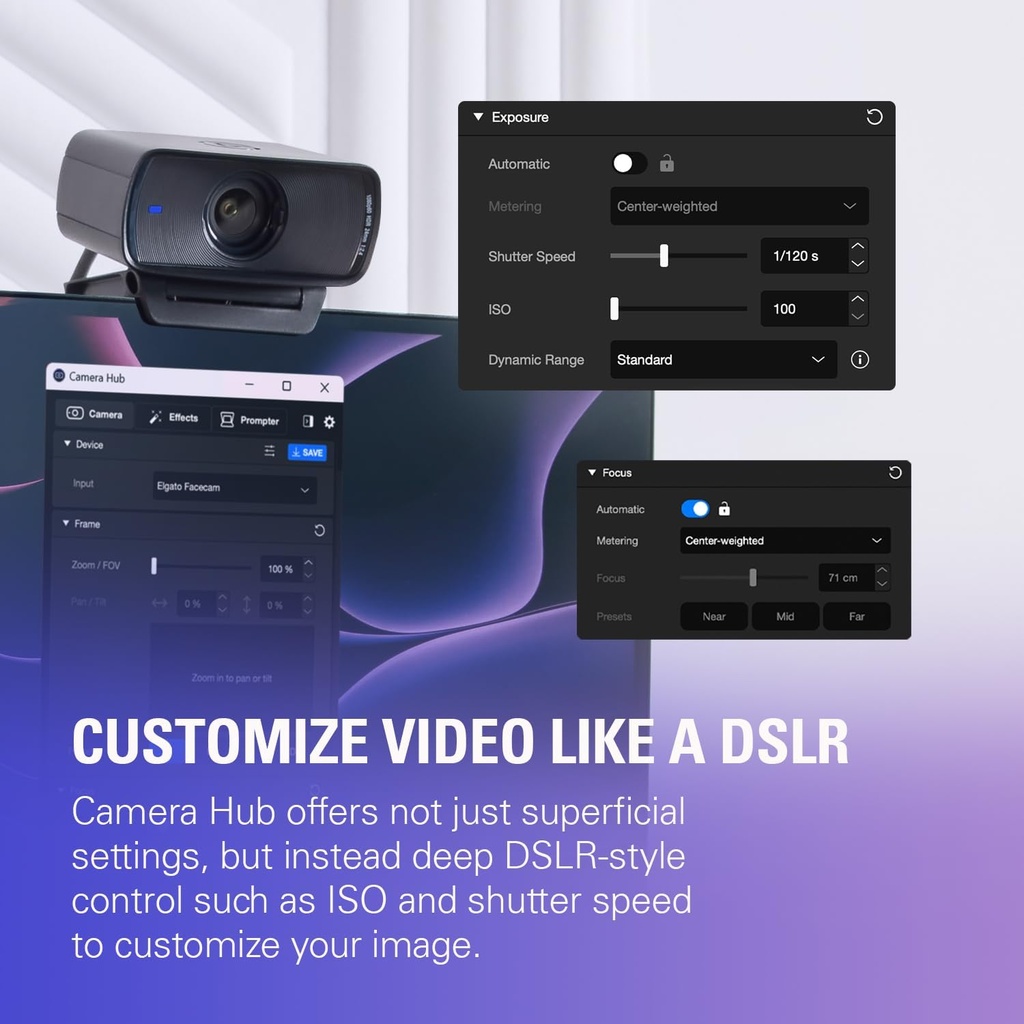 Elgato Facecam MK.2 – Webcam Full HD Premium para Transmisión, Juegos, Videollamadas, Grabación, HDR Habilitado, Sensor Sony, Control PTZ – funciona con OBS, Zoom, Teams y más, para PC/Mac 