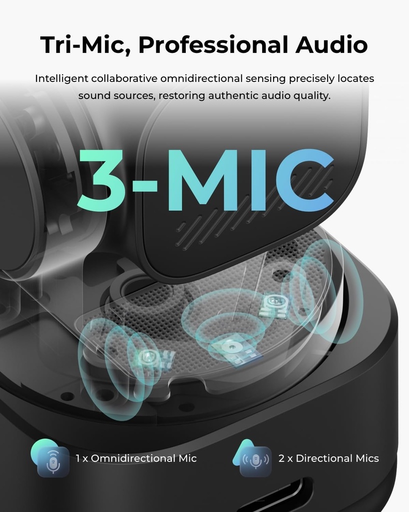 OBSBOT Tiny 3 Lite - Cámara web 4K de audio espacial con IA - Cámara PTZ compacta de seguimiento de IA con sensor de 1/2 pulgada, Tri-Mic, control de voz, 120FPS, HDR, cámara web para PC, Mac, portátil, transmisión, reunión, interruptor 2
