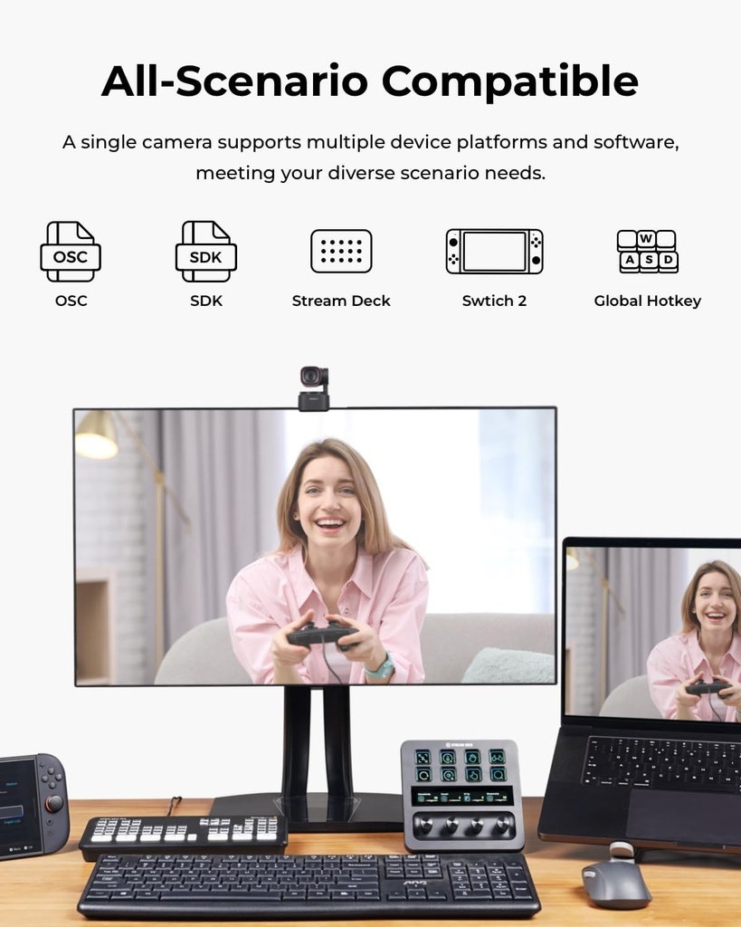 OBSBOT Tiny 3 Lite - Cámara web 4K de audio espacial con IA - Cámara PTZ compacta de seguimiento de IA con sensor de 1/2 pulgada, Tri-Mic, control de voz, 120FPS, HDR, cámara web para PC, Mac, portátil, transmisión, reunión, interruptor 2