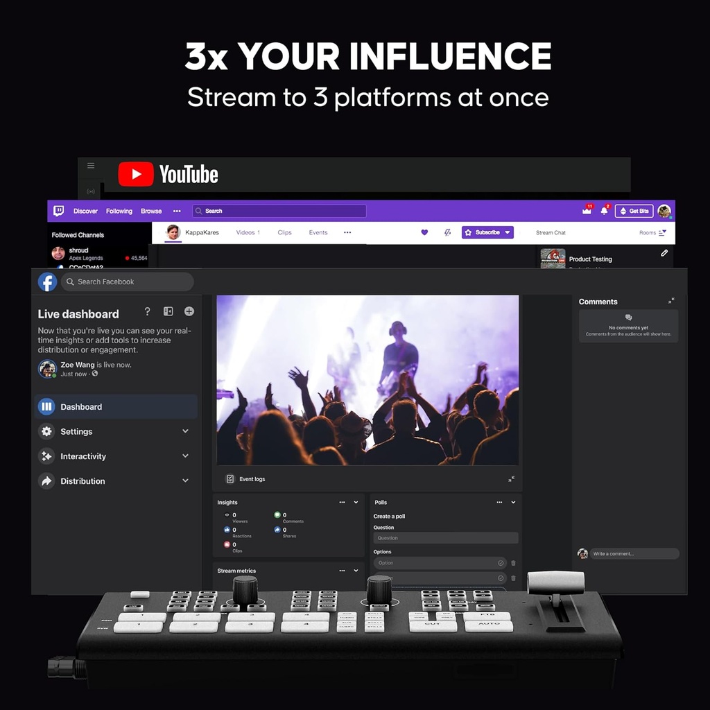 Osee GoStream Duet - Mezclador de video para transmisión en vivo de múltiples cámaras SDI y HDMI