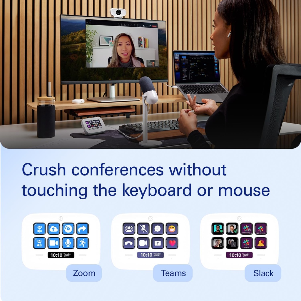 Elgato Stream Deck Neo – 8 teclas personalizables, 2 puntos táctiles, agiliza tareas y flujos de trabajo - Controla Word, Excel, PowerPoint, Teams, Zoom, Spotify y más, configuración de arrastrar y
