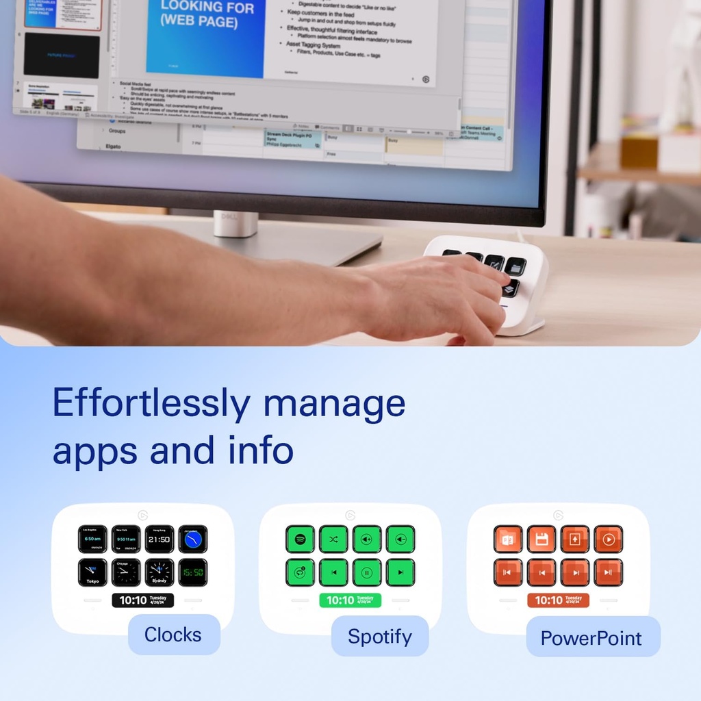 Elgato Stream Deck Neo – 8 teclas personalizables, 2 puntos táctiles, agiliza tareas y flujos de trabajo - Controla Word, Excel, PowerPoint, Teams, Zoom, Spotify y más, configuración de arrastrar y