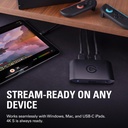 Elgato 4K S – Tarjeta de captura externa para PS5, Xbox Series X/S, Switch 2, PC, Mac, iPad | 4K60, 1440p120, o 1080p240 de paso y captura, HDR10, VRR, USB-C, latencia casi nula