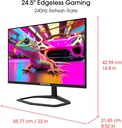Sceptre - Monitor para juegos de 24.5 pulgadas, 240Hz, 1ms, DisplayPort x2, HDMI x2, 100% sRGB, AMD FreeSync Premium, altavoces integrados, negro máquina, 2026 (serie E255B-FWD240)