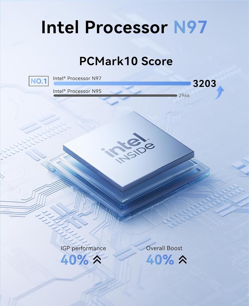 KAMRUI Essenx E1 N97 Mini PC, Dual 4K HDMI, 16GB RAM 256GB SSD, Gigabit Ethernet de alta velocidad Wi-Fi Bluetooth Ultra Silencioso