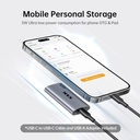 SSK Disco duro externo SSD de 128 GB, SSD portátil de hasta 550 MB/s, unidades de estado sólido rápidas, unidad externa USB 3.2 Gen2 para iPhone 15/Pro, Windows, Mac, Android con luz LED, Trim, Smart