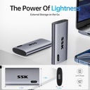 SSK Disco duro externo SSD de 128 GB, SSD portátil de hasta 550 MB/s, unidades de estado sólido rápidas, unidad externa USB 3.2 Gen2 para iPhone 15/Pro, Windows, Mac, Android con luz LED, Trim, Smart