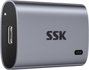 SSK Disco duro externo SSD de 128 GB, SSD portátil de hasta 550 MB/s, unidades de estado sólido rápidas, unidad externa USB 3.2 Gen2 para iPhone 15/Pro, Windows, Mac, Android con luz LED, Trim, Smart