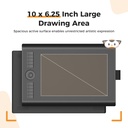 GAOMON M10K - Tableta de dibujo, tableta gráfica grande de 10 x 6 pulgadas con anillo táctil, 8192 niveles sin batería, 10 teclas de acceso rápido, tableta artística para diseño, escritura, edición,