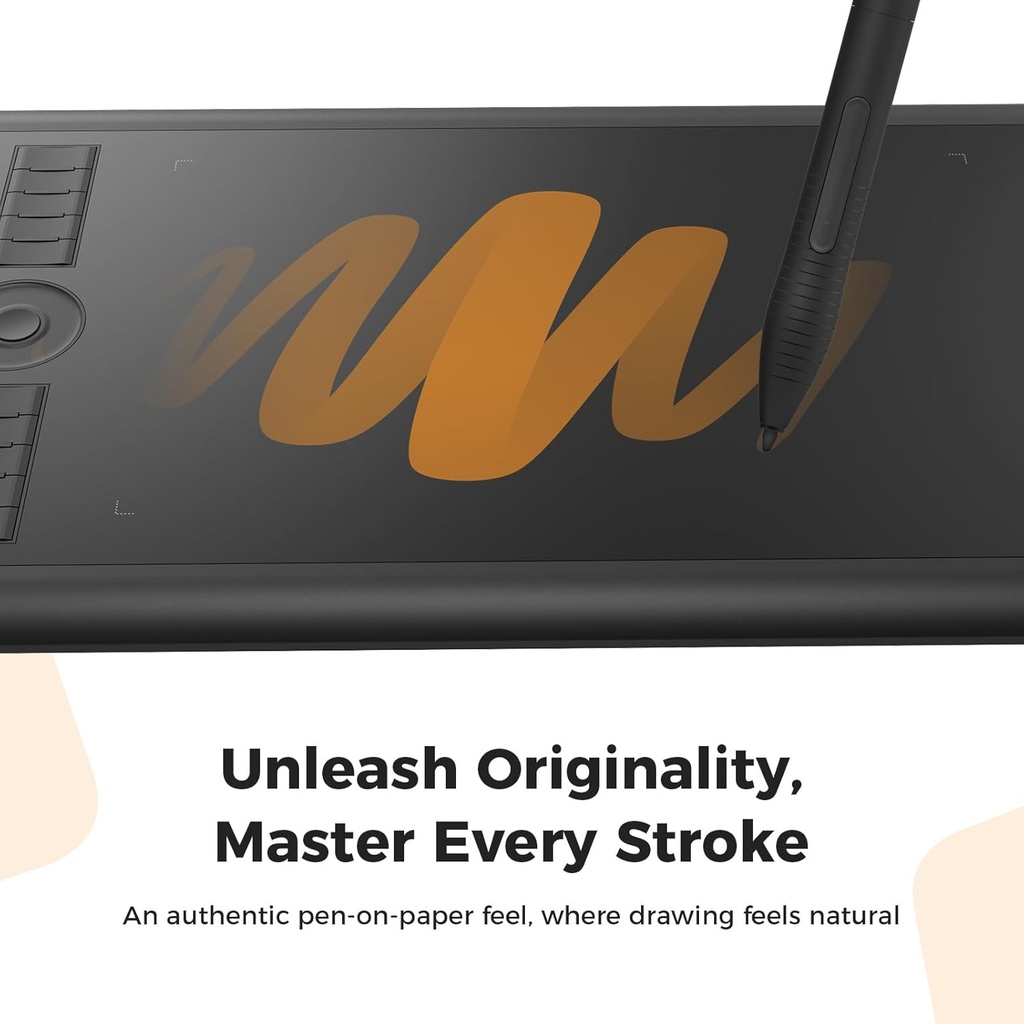GAOMON M10K - Tableta de dibujo, tableta gráfica grande de 10 x 6 pulgadas con anillo táctil, 8192 niveles sin batería, 10 teclas de acceso rápido, tableta artística para diseño, escritura, edición,