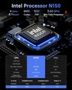 KAMRUI Essenx E1 Mini PC, 8 GB DDR4 RAM 256 GB M.2 SSD, Mini computadora Twin Lake N150 (Beat N100/N95, hasta 3.6 GHz), computadora de escritorio dual 4K, Ethernet, WiFi, Bluetooth para negocios