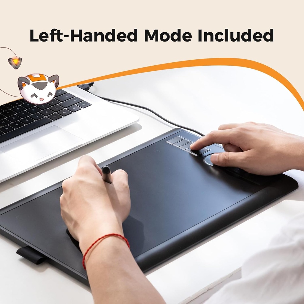 GAOMON M10K - Tableta de dibujo, tableta gráfica grande de 10 x 6 pulgadas con anillo táctil, 8192 niveles sin batería, 10 teclas de acceso rápido, tableta artística para diseño, escritura, edición,