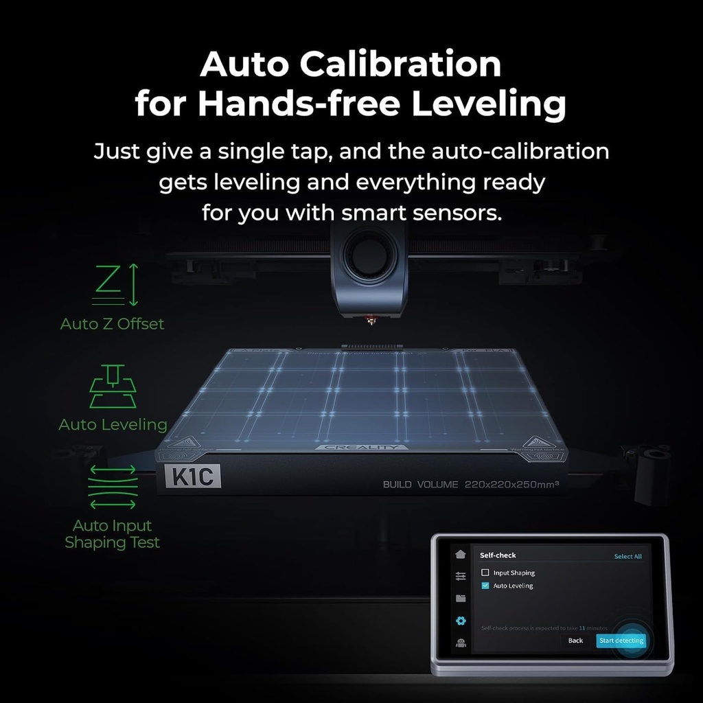 Creality K1C Impresora 3D, Nivelación Automática de Alta Velocidad de 600mm/s, Extrusora Directa Robusta Libre de Obstrucciones K1 SE Impresora 3D Actualizada con Cámara AI, Soporte de Modo Silencioso