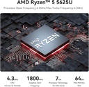 [PC-00011685] Beelink SER5 Mini PC, AMD Ryzen 5 5500U (6C/12T, hasta 4.0GHz), mini computadora con 16GB DDR4/500GB NVMe SSD, compatible con pantalla triple (HDMI+DP+Tipo-c/4K), WiFi6, BT5.2, Tipo-C, 2.5G LAN9