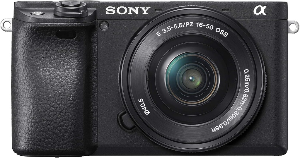 Sony Alpha a6400 - Cámara digital sin espejo compacta con lente intercambiable APS-C, enfoque automático en tiempo real del ojo, video 4K, pantalla abatible y lente de 16-50mm - Compatible con montura