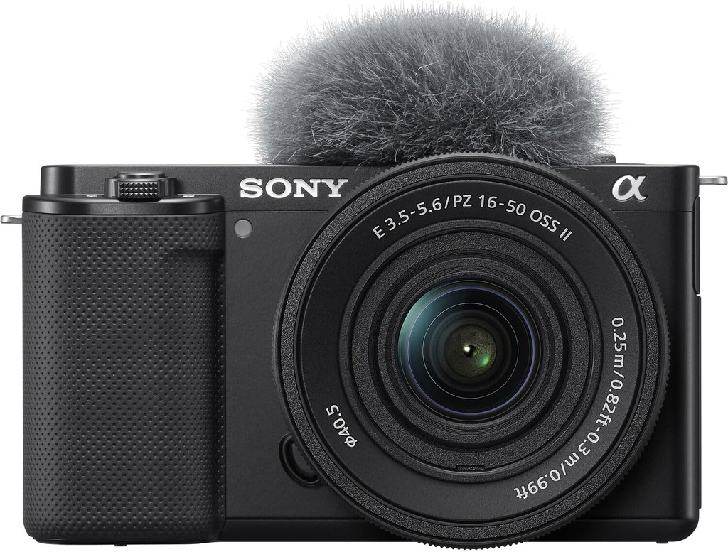Sony ZV-E10 - Kit de cámara sin espejo con lente de zoom de potencia de 16-50mm II (negro) | Sensor APS-C | Herramienta compacta para creadores + tarjeta de 64GB + bolsa + lector de tarjeta + cable