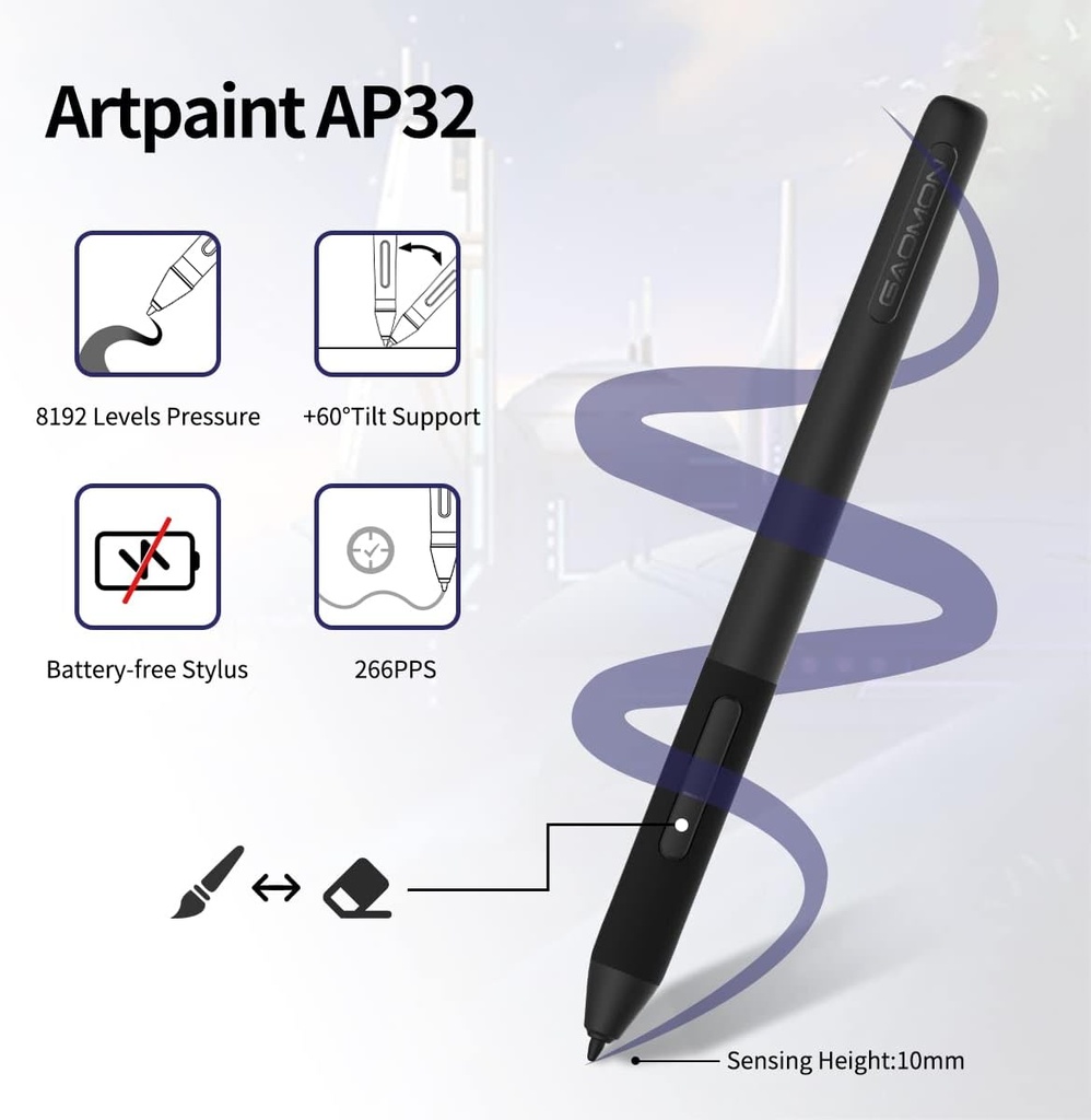 GAOMON PD2200 Tableta de dibujo con pantalla, laminada con 8 botones táctiles, 130% sRGB, tableta gráfica de 21.5