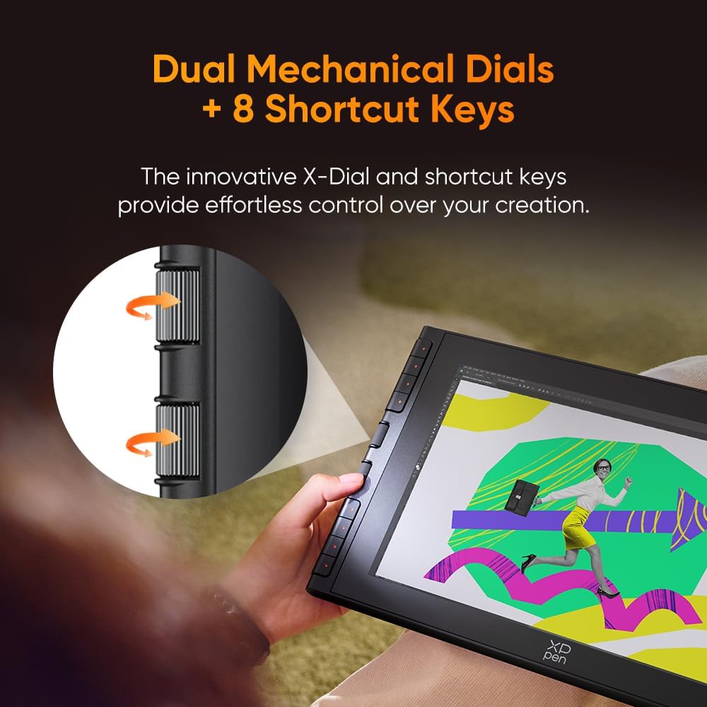 XPPen Artist 12 3rd 11.9" Tableta de dibujo con pantalla | Lápiz X4 16K de presión | Ruedas de ajuste + 8 teclas | Tableta de dibujo de arte portátil con vidrio grabado AG compatible con Windows/macOS