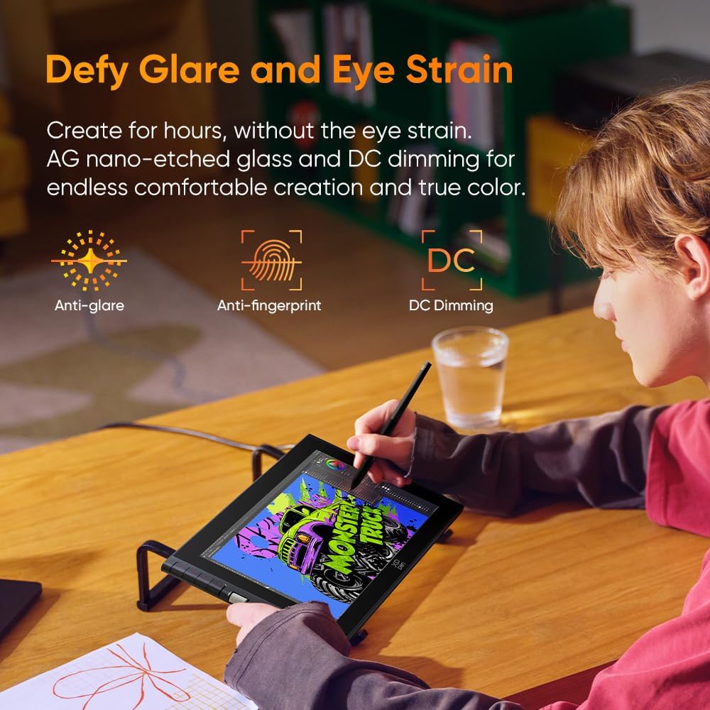 XPPen Artist 12 3rd 11.9" Tableta de dibujo con pantalla | Lápiz X4 16K de presión | Ruedas de ajuste + 8 teclas | Tableta de dibujo de arte portátil con vidrio grabado AG compatible con Windows/macOS