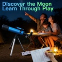 Telescopio para niños de 1.969 in, 100 aumentos, telescopio para principiantes con trípode, 2 oculares y alcance de búsqueda, regalo educativo STEM para niños y niñas de 6 a 12 años, telescopio portátil para niños para astronomía 