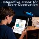 Telescopio para niños de 1.969 in, 100 aumentos, telescopio para principiantes con trípode, 2 oculares y alcance de búsqueda, regalo educativo STEM para niños y niñas de 6 a 12 años, telescopio portátil para niños para astronomía 
