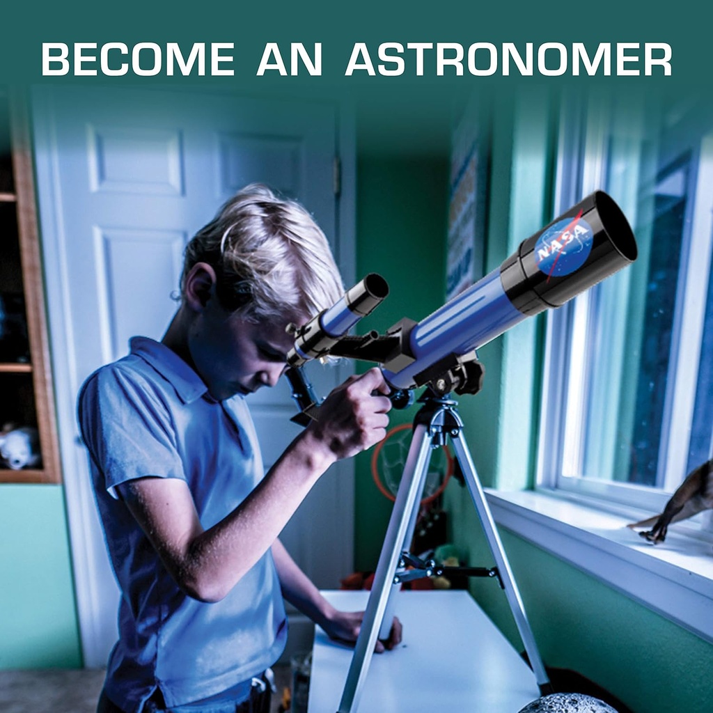 Telescopio Lunar de la NASA para Niños – Aumento de 90x, Incluye Dos Oculares, Trípode de Mesa y Buscador