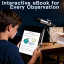 Telescopio para niños de 1.969 in, 100 aumentos, telescopio plateado para principiantes con trípode, 2 oculares, juego de alcance buscador, astronomía educativa STEM, regalo de Navidad para niños y niñas de 6 a 12 años 