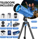 Telescopio para niños y adultos, 3.543 in de apertura, 21.654 in, telescopio astronómico profesional para adultos de alta potencia, telescopios de viaje portátiles para principiantes con 