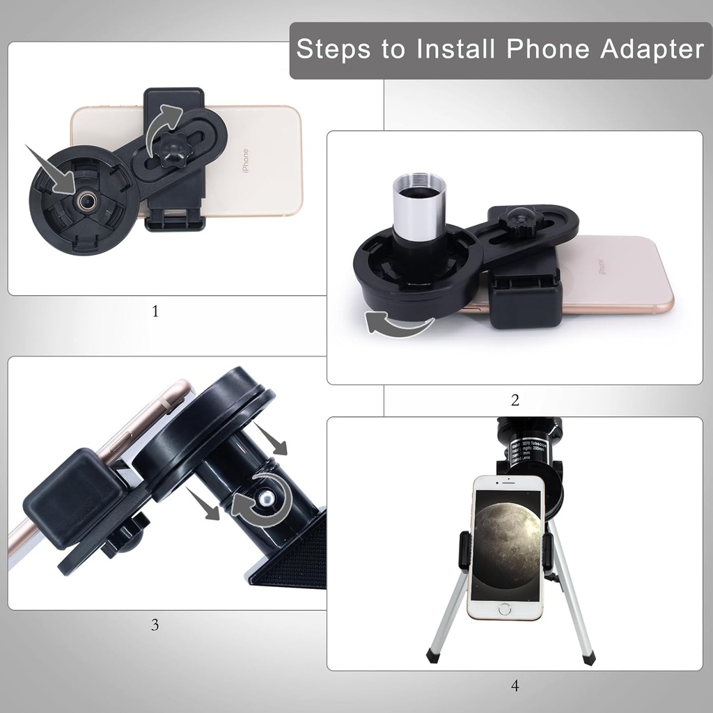 ToyerBee Telescopio para adultos y niños, 70mm de apertura (15X-150X) telescopios refractores portátiles para principiantes de astronomía, telescopio profesional de viaje de 300mm con adaptador para