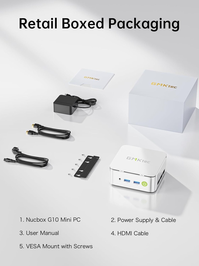 GMKtec G10 Mini PC Ryzen 5 3500U (Beats N150/N97), 16GB RAM 512 SSD, 2.5GbE LAN Computadora de escritorio para oficina Hogar Negocio HTPC Proxmox, Triple pantalla 4K, HDMI 2.1, WiFi, BT, USB-C, DP