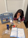 Kit de microscopio para niños de 58 piezas, aumento de 100X-1200X, cuerpo de metal, luz LED, caja de transporte, juguete de experimento científico para niños de 5 a 12 años 