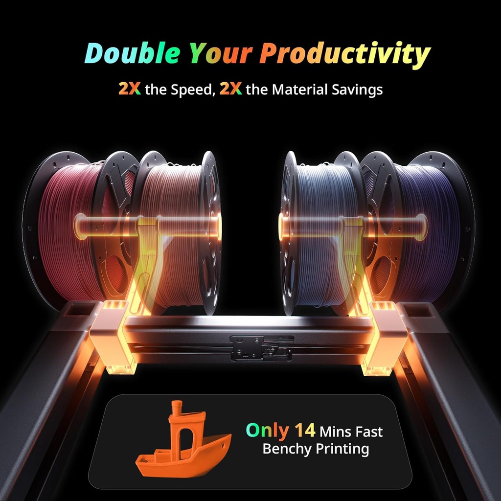 Anycubic Kobra X - Impresora 3D multicolor, fácil configuración con impresión nativa de 4 colores hasta 19 colores, impresión 3D rápida de 21.16 pulgadas/s, cámara AI, silenciosa 45 dB, FDM, perfecta