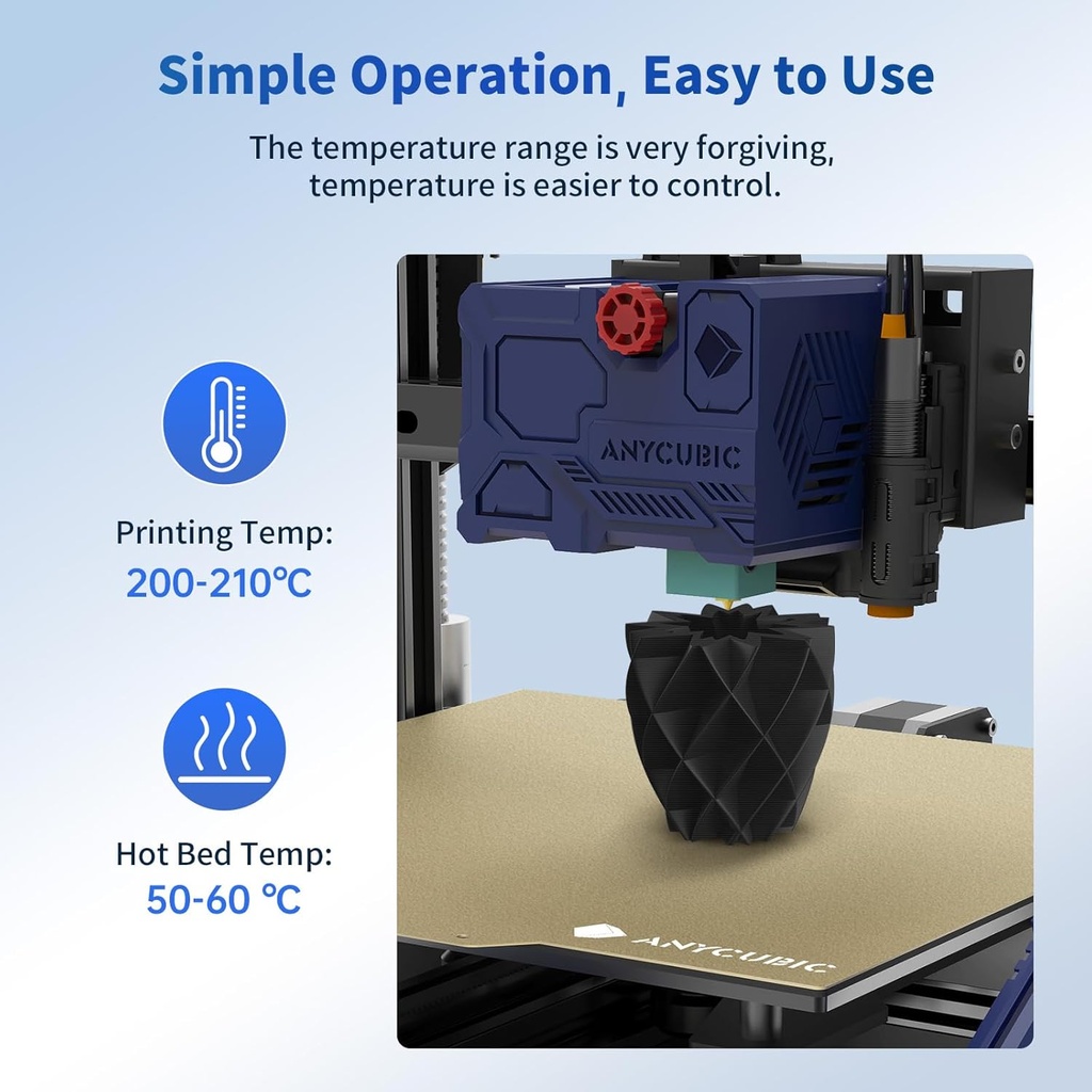 ANYCUBIC Filamento de ácido poliláctico para impresora 3D, filamento PLA para impresión 3D de 1.75mm, precisión dimensional +/- 0.02mm, carrete de 1 kg (2.2 libras), textura gris