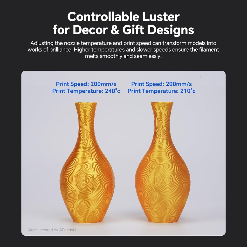 ANYCUBIC Filamento sedoso para impresora 3D, sin obstrucciones y brillante, filamento PLA de 1,75 mm, precisión dimensional de +/- 0,02 mm, carrete reutilizable de 1 kg (2,2 libras), oro sedoso