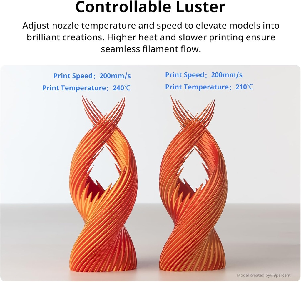 ANYCUBIC Seda Tri Color Pla Filamento, 3-en-1 Coextrusión de Cromo Cambio de Color Filamento para Impresora 3D 1.75mm Precisión Dimensional +/- 0.02mm, Textura Seda, Carrete Reutilizable de 1KG (2.2 