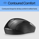 HP Ratón inalámbrico X3000 G3, negro, batería de 15 meses, empuñaduras laterales para control, apto para viajes, LED azul, potente sensor óptico de 1600 DPI, compatible con Wins PC/laptop, Mac,