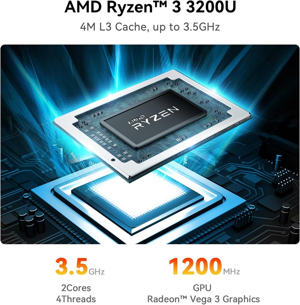 Beelink SER3 Mini PC, AMD Ryzen 3 3200U(14nm, 2C/4T) up to 3.5GHz, Mini Gaming Computer 8GB DDR4 RAM 480GB PCIE3.0 X4 SSD, Micro PC 4K@60Hz Dual Display, Mini Computer WiFi6/BT5.2/HTPC/W-11 Pro