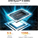 Beelink SER3 Mini PC, AMD Ryzen 3 3200U(14nm, 2C/4T) up to 3.5GHz, Mini Gaming Computer 8GB DDR4 RAM 480GB PCIE3.0 X4 SSD, Micro PC 4K@60Hz Dual Display, Mini Computer WiFi6/BT5.2/HTPC/W-11 Pro