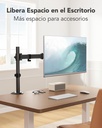 HUANUO Soporte para monitor único, brazo de monitor para monitores de 13"-32" de hasta 17.6 libras, soporte de monitor ajustable con altura máxima de 16", soporte de escritorio con abrazadera en C y