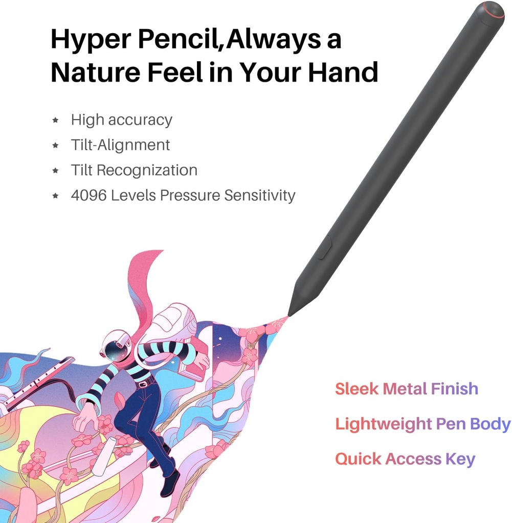 HUION Kamvas Slate 13 Tableta de Dibujo Independiente, Pantalla de 12.7 Pulgadas Sin Necesidad de Computadora, Resolución 2K QHD, Tableta de Arte Digital Completamente Laminada con Lápiz H, 8G+256G