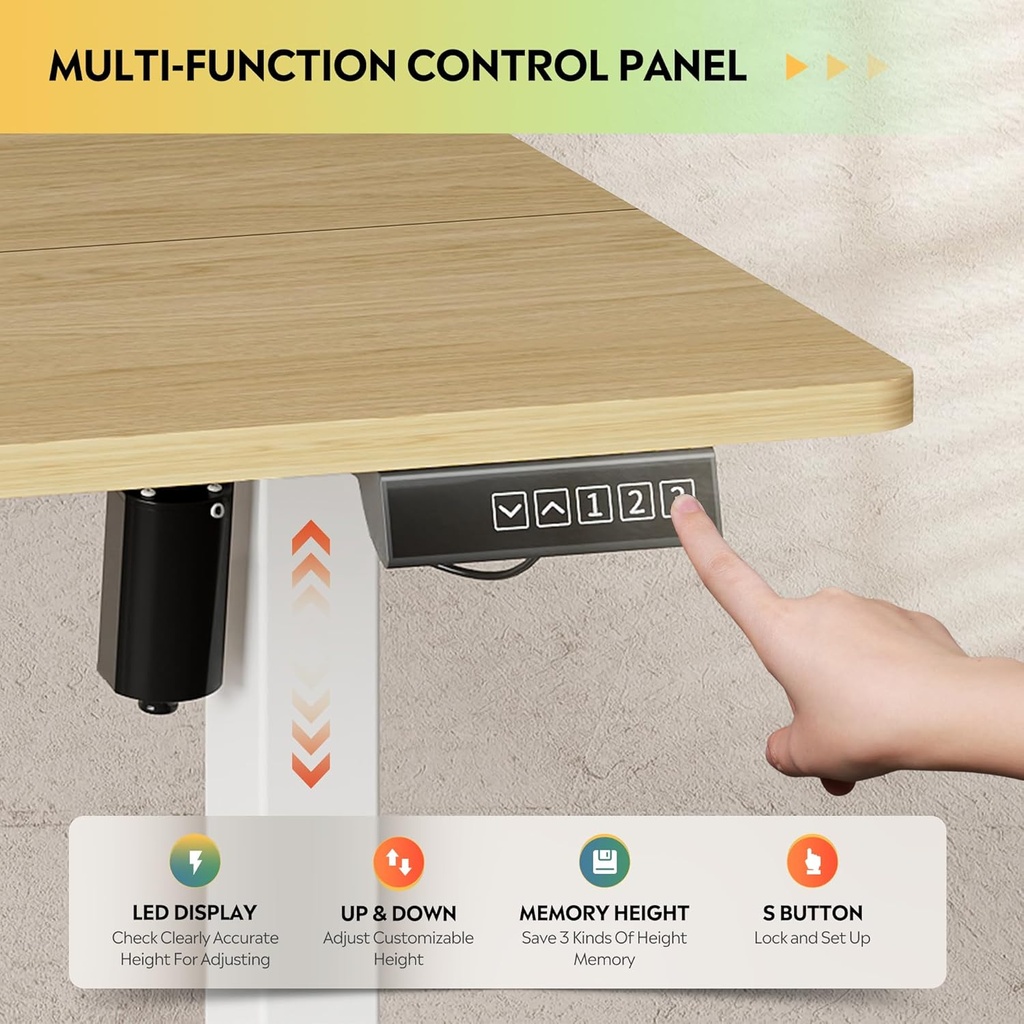 DEVAISE - Escritorio eléctrico de pie de 48 pulgadas, escritorio de altura ajustable para estar de pie para oficina en casa, escritorio ergonómico para sentarse y estar de pie con pantalla táctil LED 